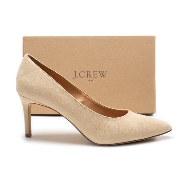 NEW J. CREW Microsuede Heeled Pumps in Saddle tan BJ248 $128 size 10 - Picture 1 of 14